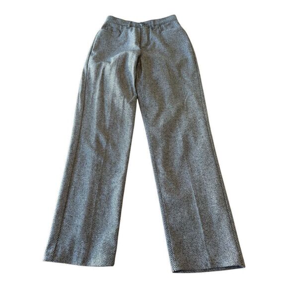 Vintage L.L. Bean Women’s 8 Virgin Wool Silk Trouser Pants Chevron Gray 0BGB7 - Picture 1 of 7